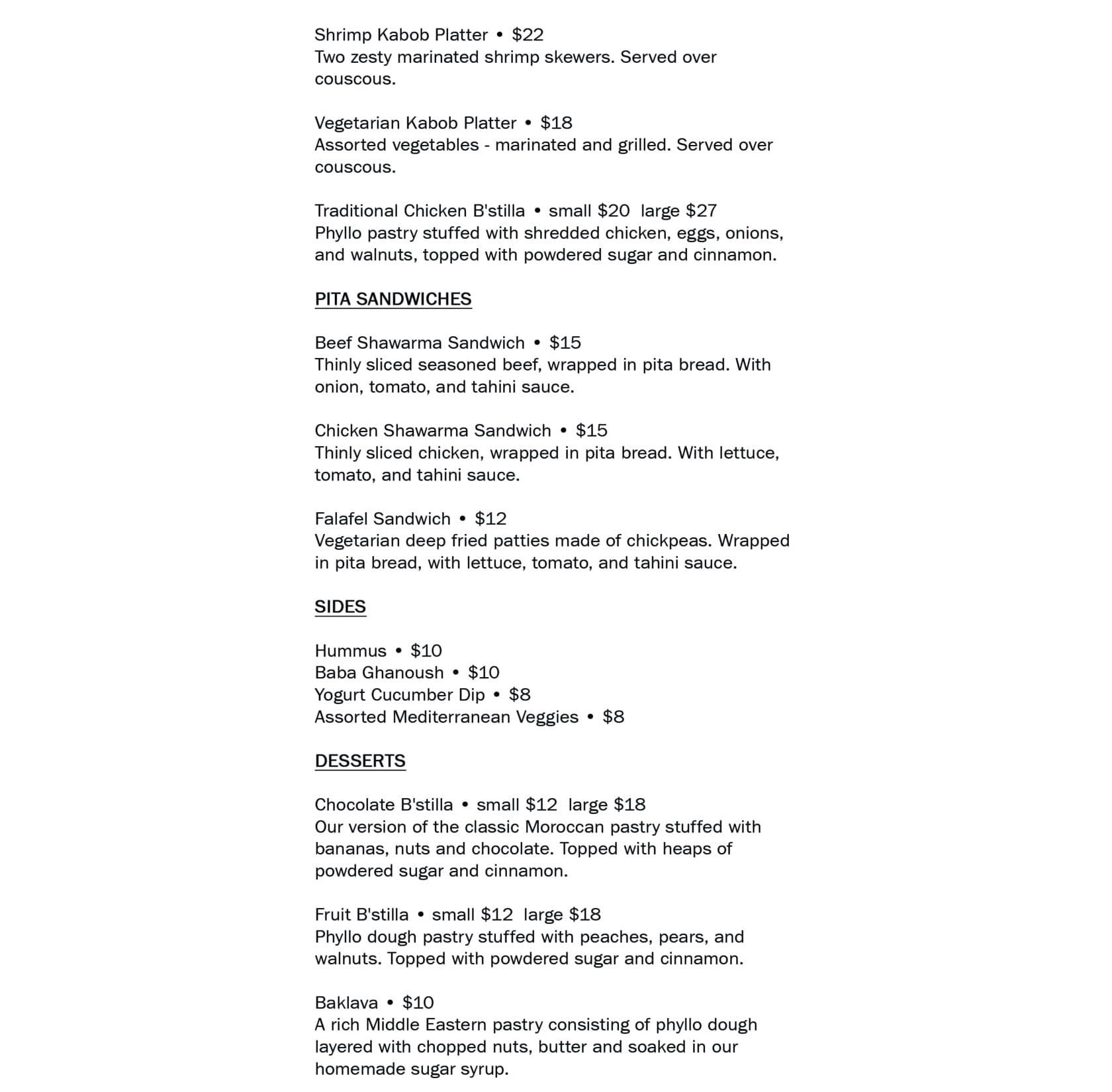 A la carte menu-2